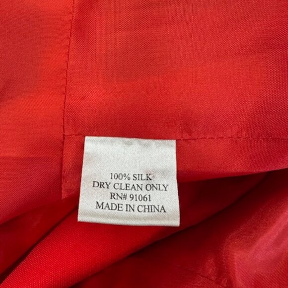 Biya Red Silk Printed Coat Size Extra Small - Picture 9 of 9